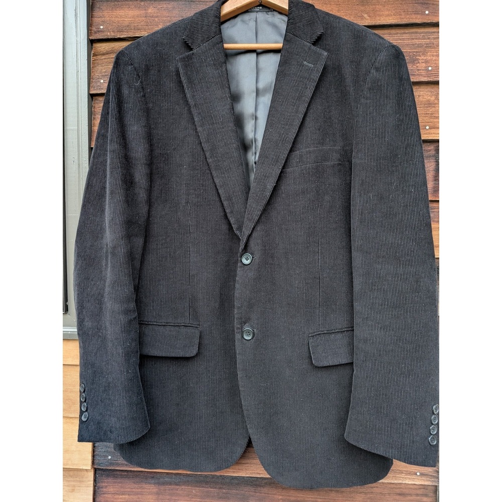 Dockers Corduroy Blazer Jacket 42R Black Academia Versatile Vtg Textured Coat